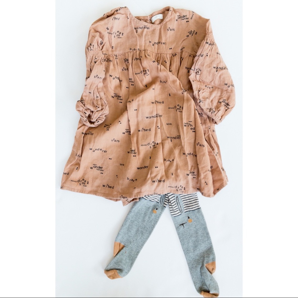 NEXT Direct size 2-3  Brown with Bunny tights dress